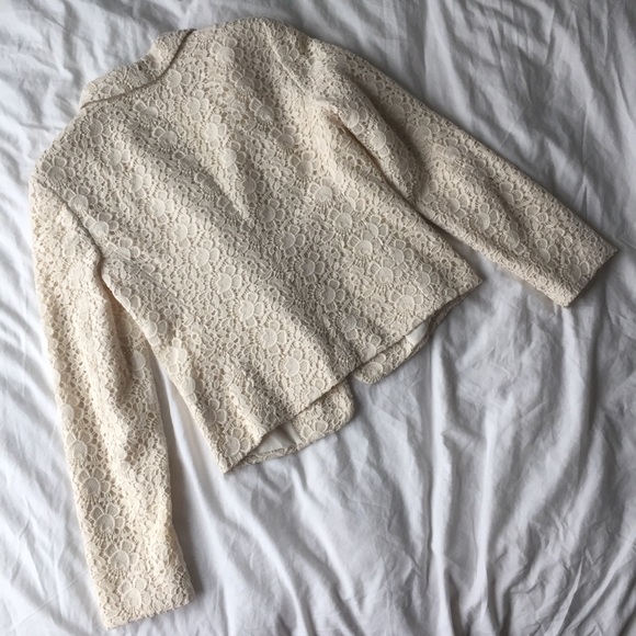 LOFT Cream Crochet Lace Blazer - Picture 10 of 12